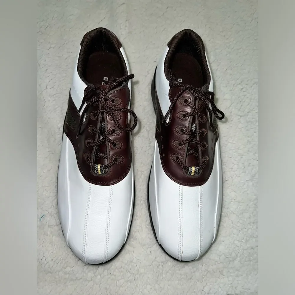 Footjoy Super Lites White/Brown - size 10‎